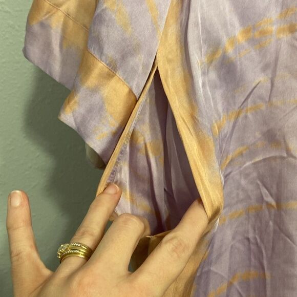 Anthropologie Norblack Norwhite Purple Tie-Dye Sonne Kaftan Maxi Dress Sz Small - Picture 5 of 11